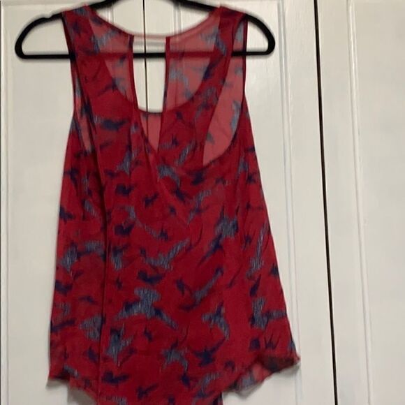 Poetry sheer print blouse racer back size large - Picture 4 of 8